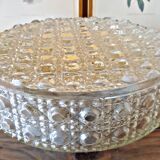 Round vintage wall lamp in transparent molded glass