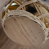 Catalan bottle in amber glass and wicker