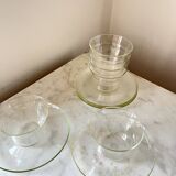 Vintage Jena Borosilicate Glass Tea Cups Set of 6 + Saucers,  GDR, 1960s