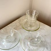 Vintage Jena Borosilicate Glass Tea Cups Set of 6 + Saucers,  GDR, 1960s
