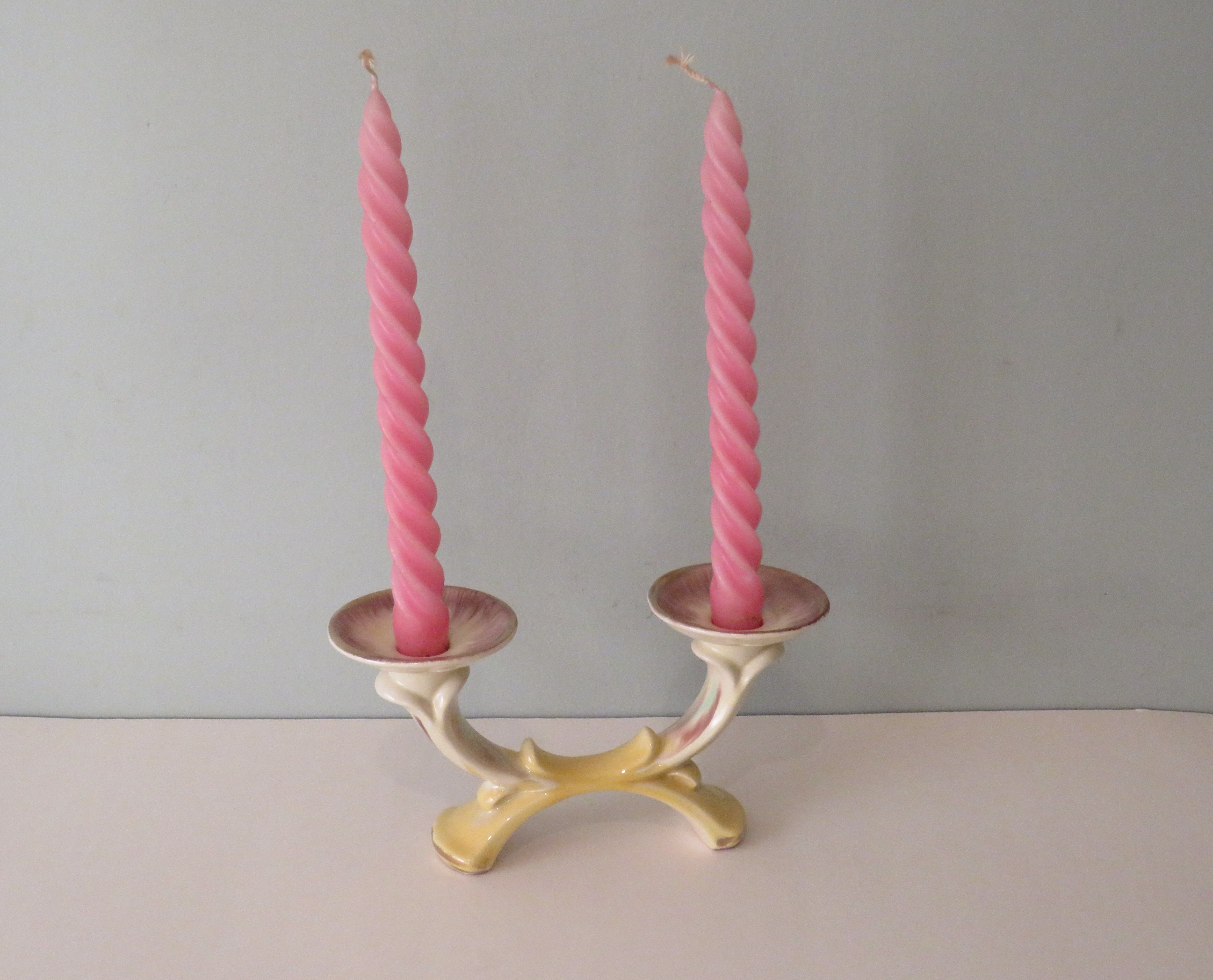 Set of 2 ceramic candle holders in the early twentieth century.