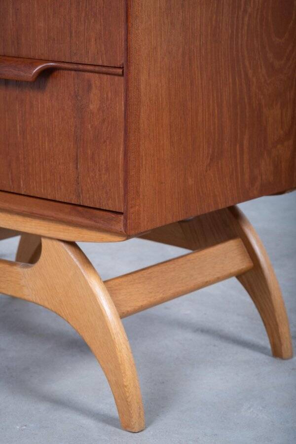 Teak Bedside Tables with Oak Frame, Denmark, 1960s, Set of 2