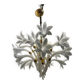 Midcentury Murano Glass Flower Chandelier by Franco Luce