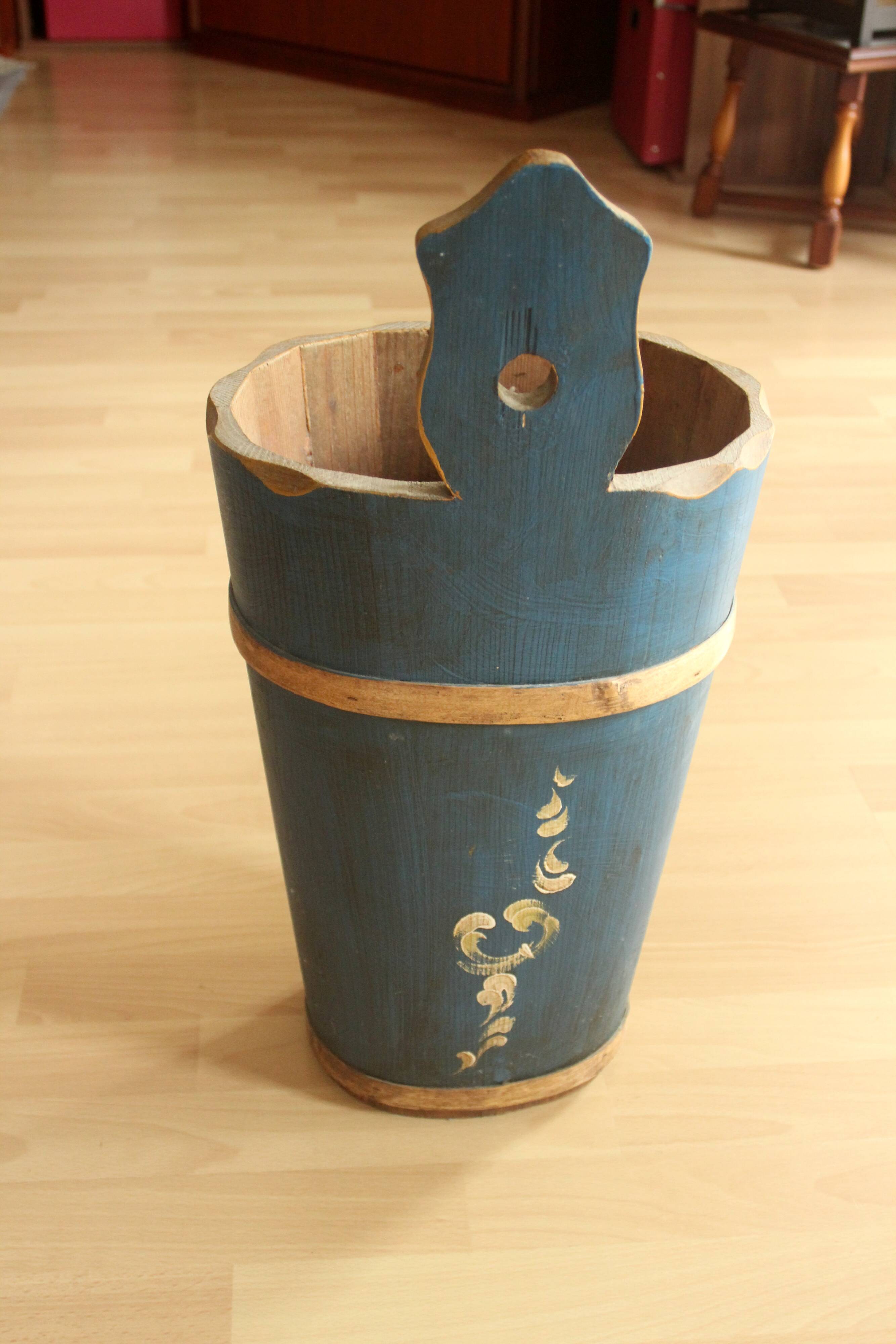 Handmade handpainted wooden umbrella stand - vintage