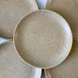 lot of 5 flat stoneware plates Made in France 70s