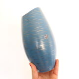 Vase en céramique allemande, bleu et or, 1960, artisanat, vintage