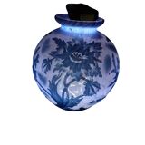 Acid-etched ball vase signed de vianne with flower decoration