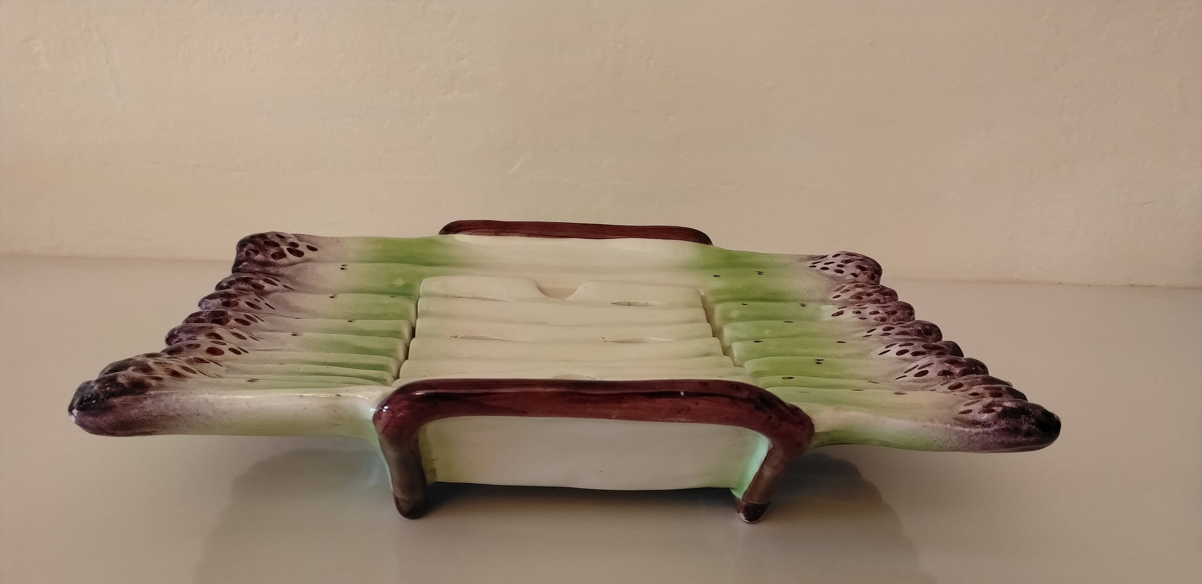 Hand-painted asparagus dish
