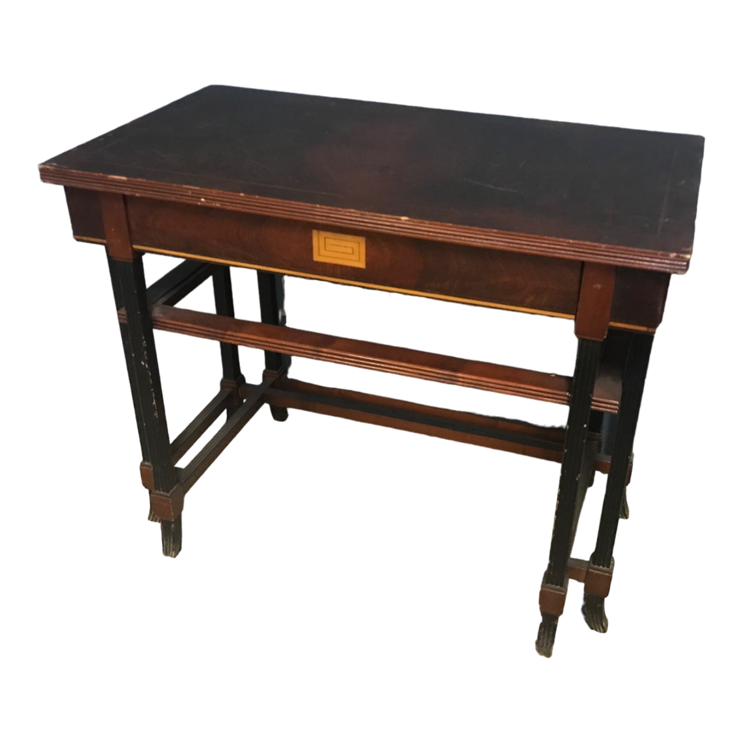 Console art déco en acajou marqueterie de citronnier