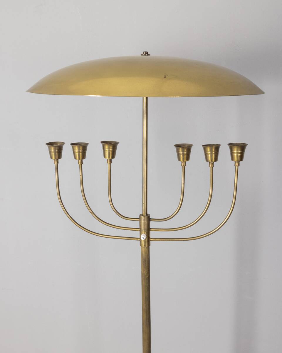 Lampadaire vintage des années 50 en onyx et laiton doré design italien