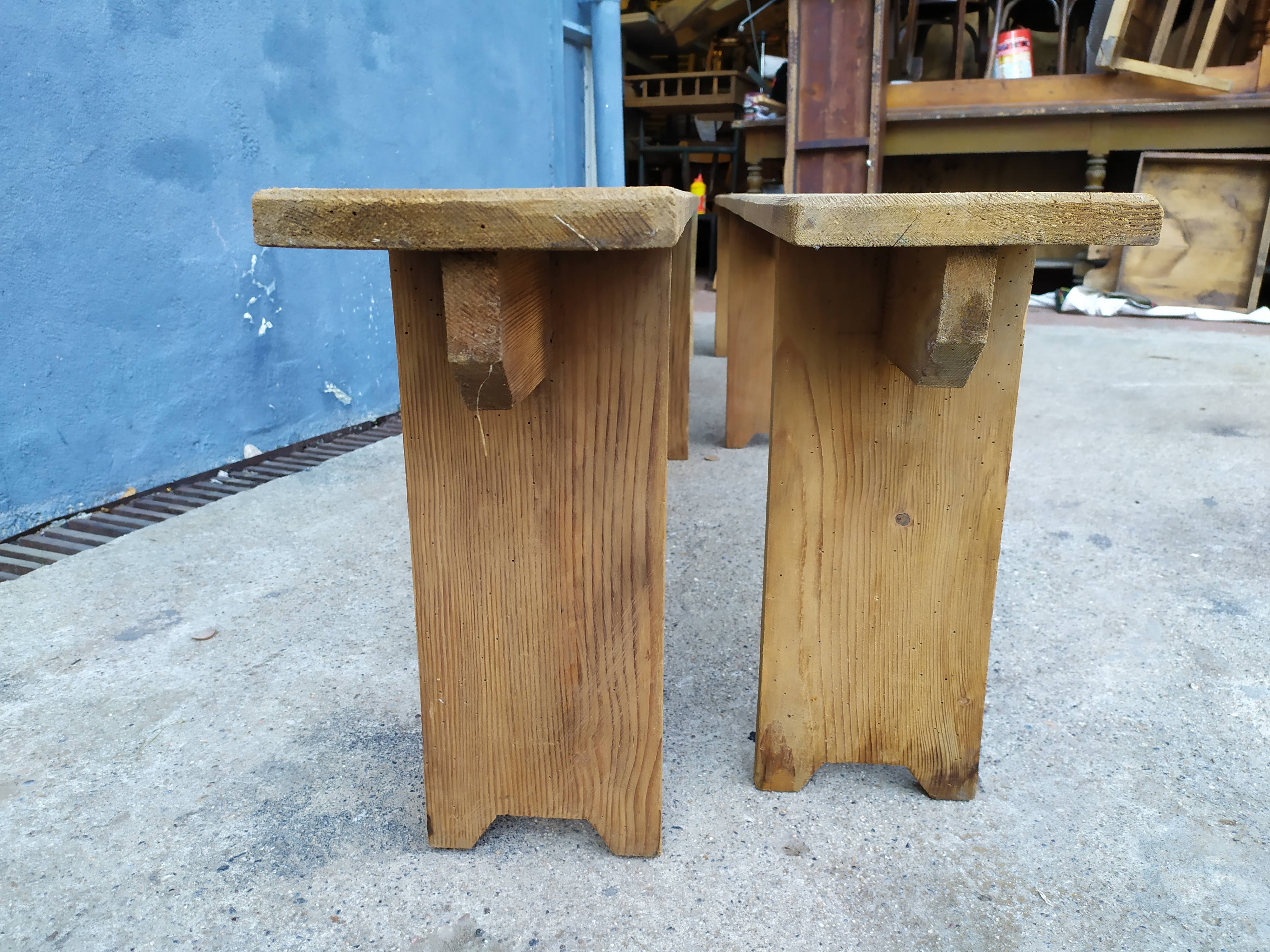 Pair of solid wooden farm benches