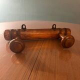 Old wooden coat rack with 2 hooks