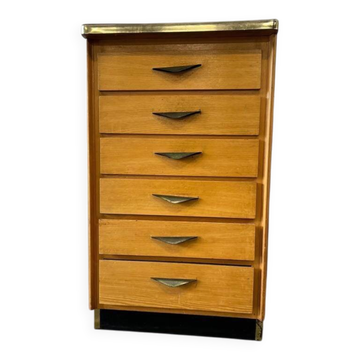 Mini commode vintage en bois avec plateau en formica
