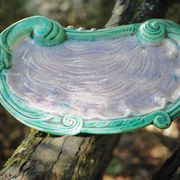 Turquoise and purple tray evoking an oyster - Art Nouveau - late 19th