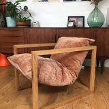 Fauteuil en bois et velours