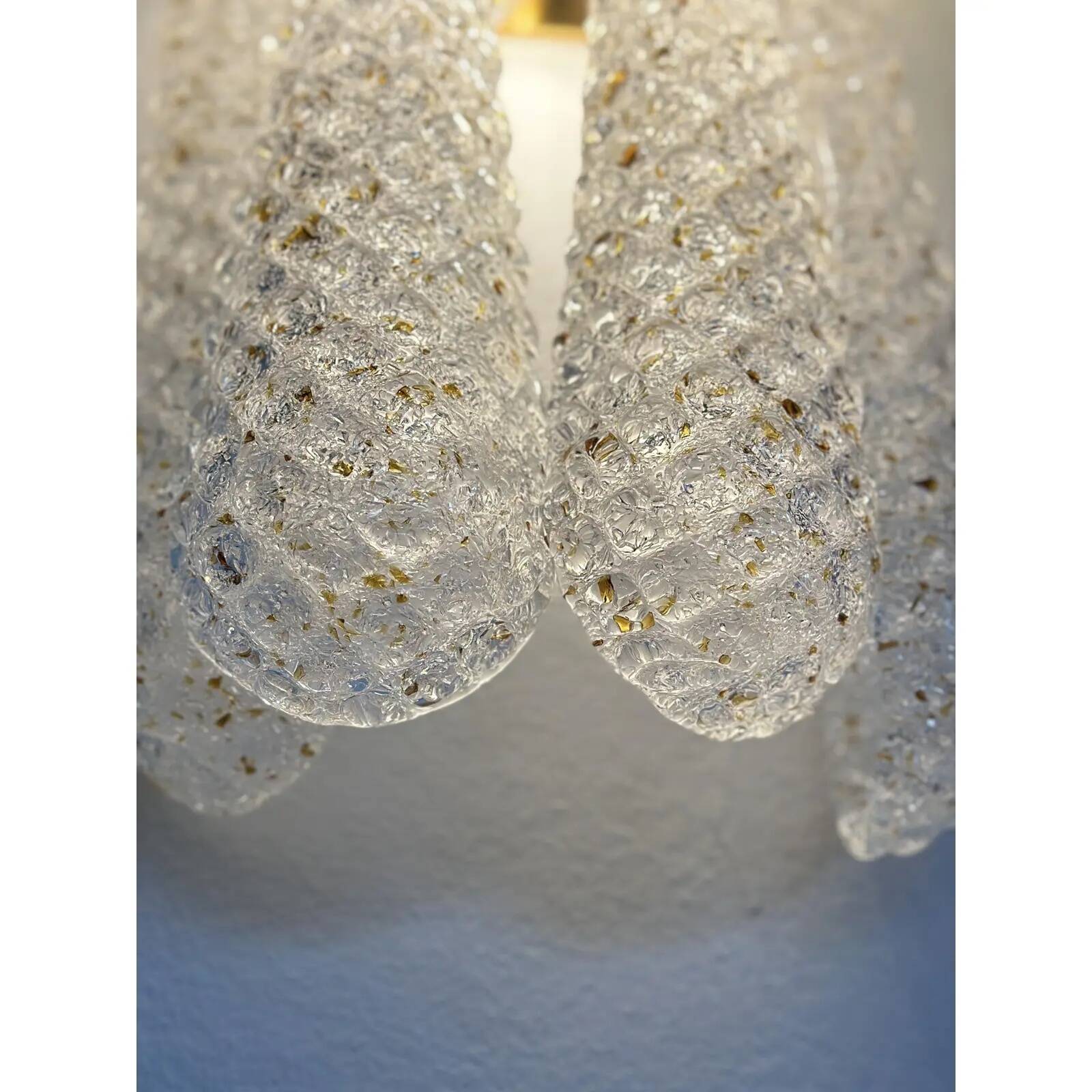 Set of 2 Modern “Conchiglie” Gold Murano Glass Wall Sconces