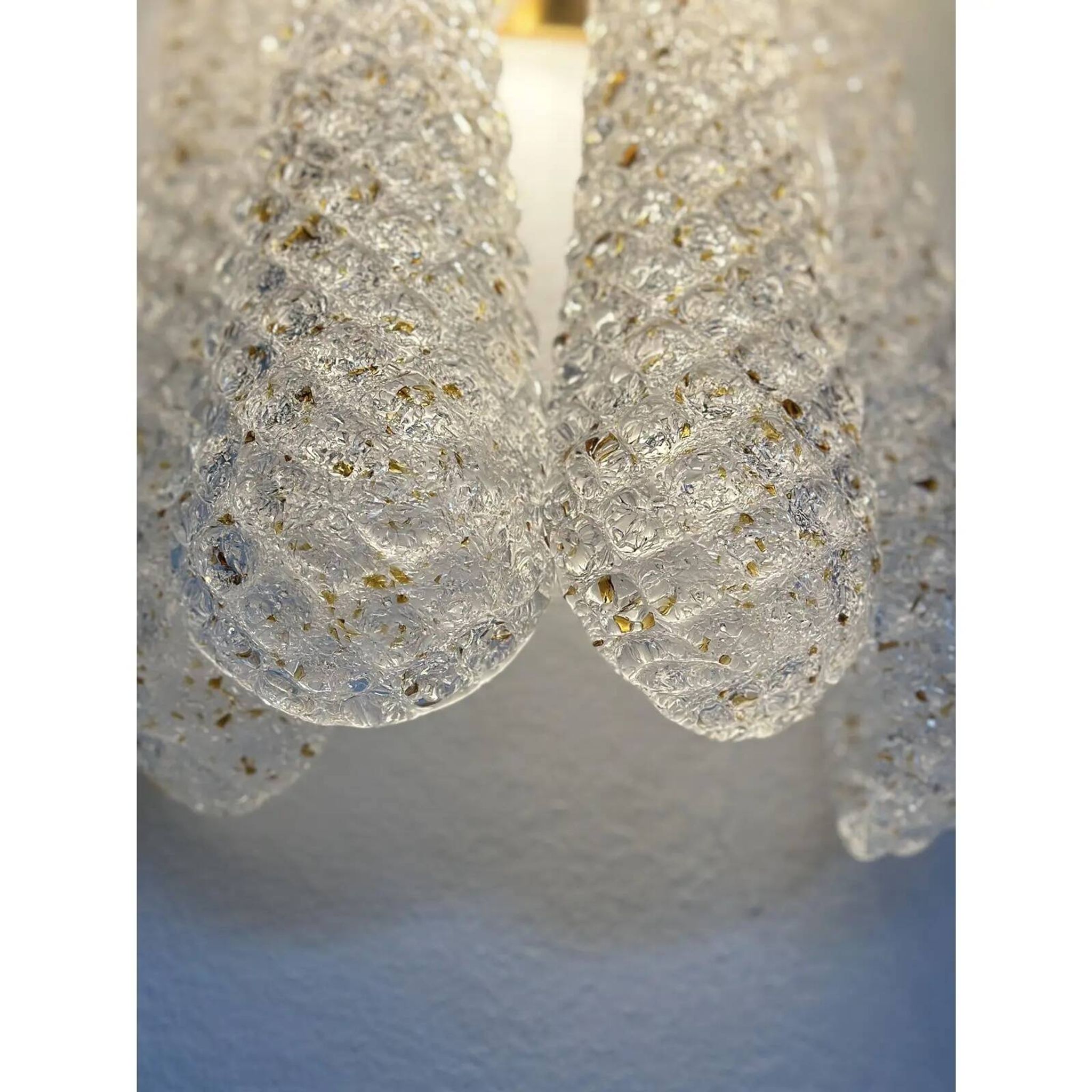 Set of 2 Modern “Conchiglie” Gold Murano Glass Wall Sconces