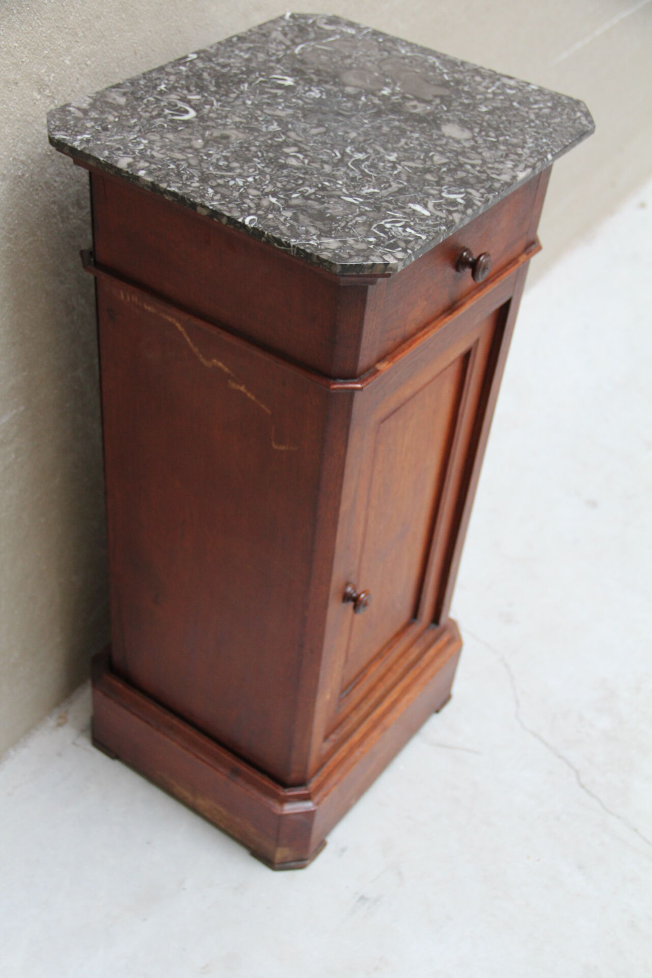 Louis Philippe period bedside or extra furniture in dark oak.