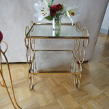 Table de chevet metal dore vintage