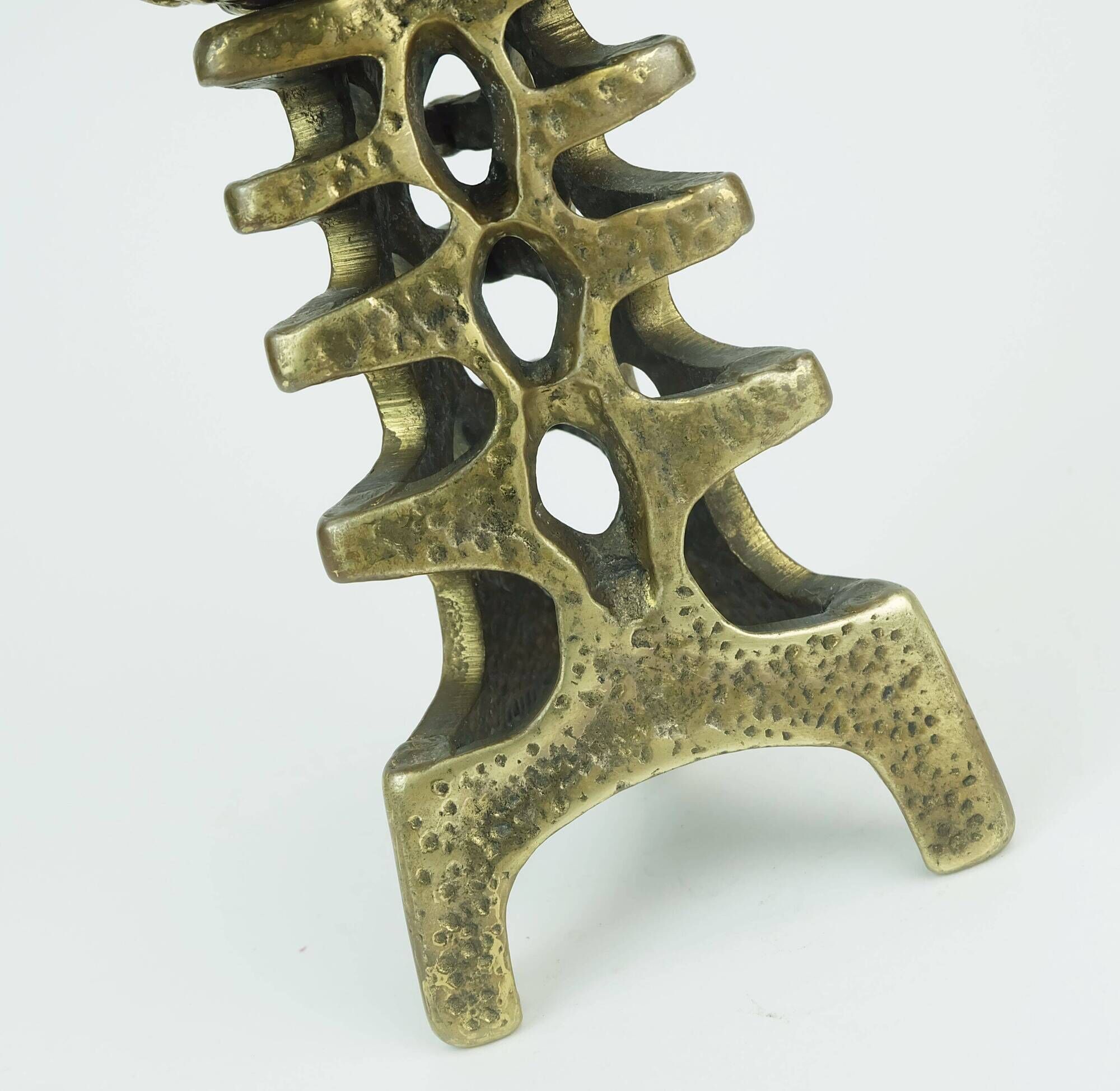Outstanding 1960s 70s mid century brutalist brass candleholder for one big candle