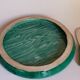Cheese platter in antique faux-bois slurry, and its matching knife