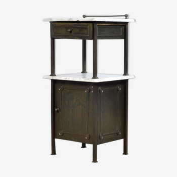 Brass Nightstand With Marble Top, 1910's