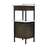 Table de chevet en laiton avec plateau en marbre, années 1910