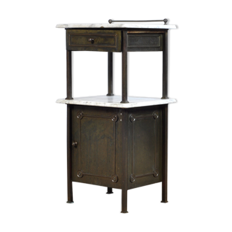 Brass Nightstand With Marble Top, 1910's