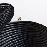 Large Vivai del Sud wall mirror in black lacquered bamboo - 1970s