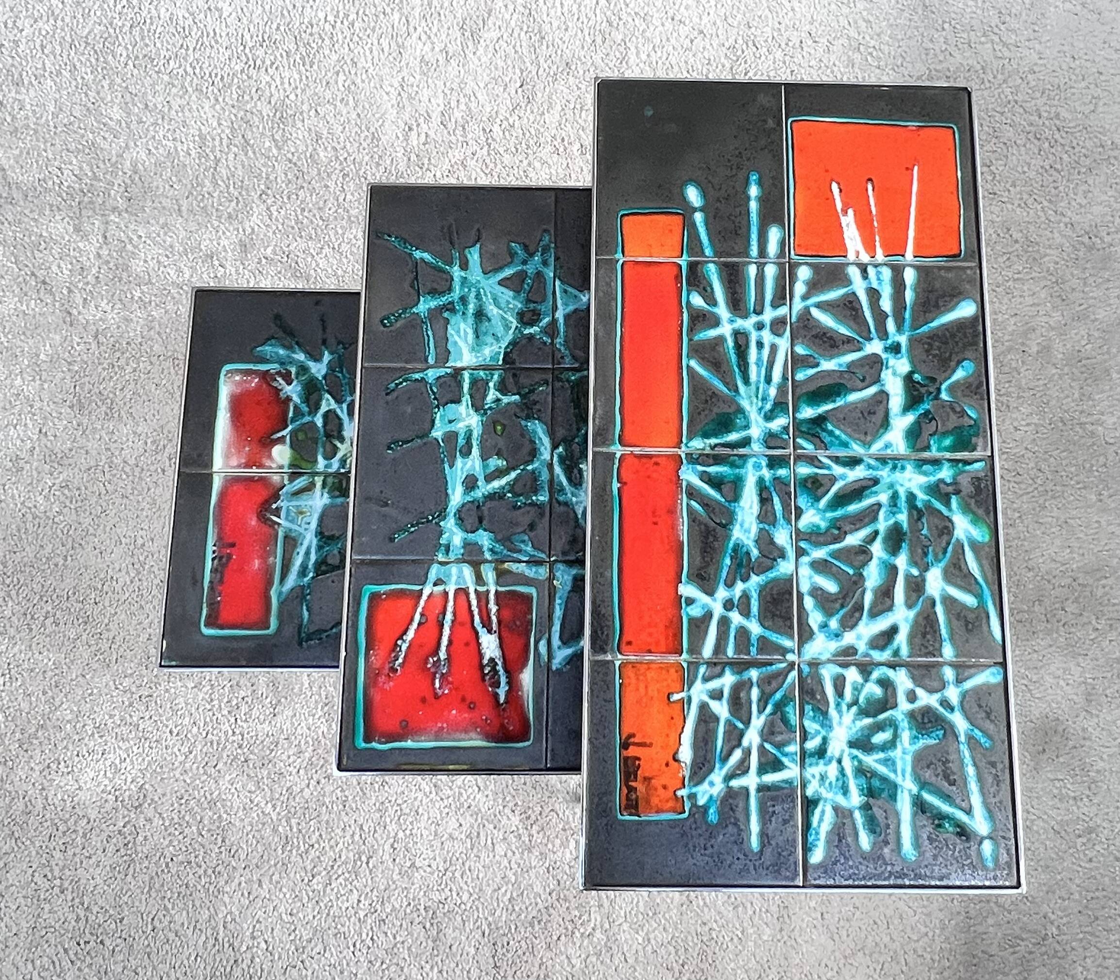 Nesting coffee tables in ceramic signed j. berlarti