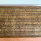 Folding table in bamboo-style wood and woven top, Napoleon III