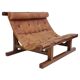 20th-century leather and Brazilian hardwood sofa, Brown