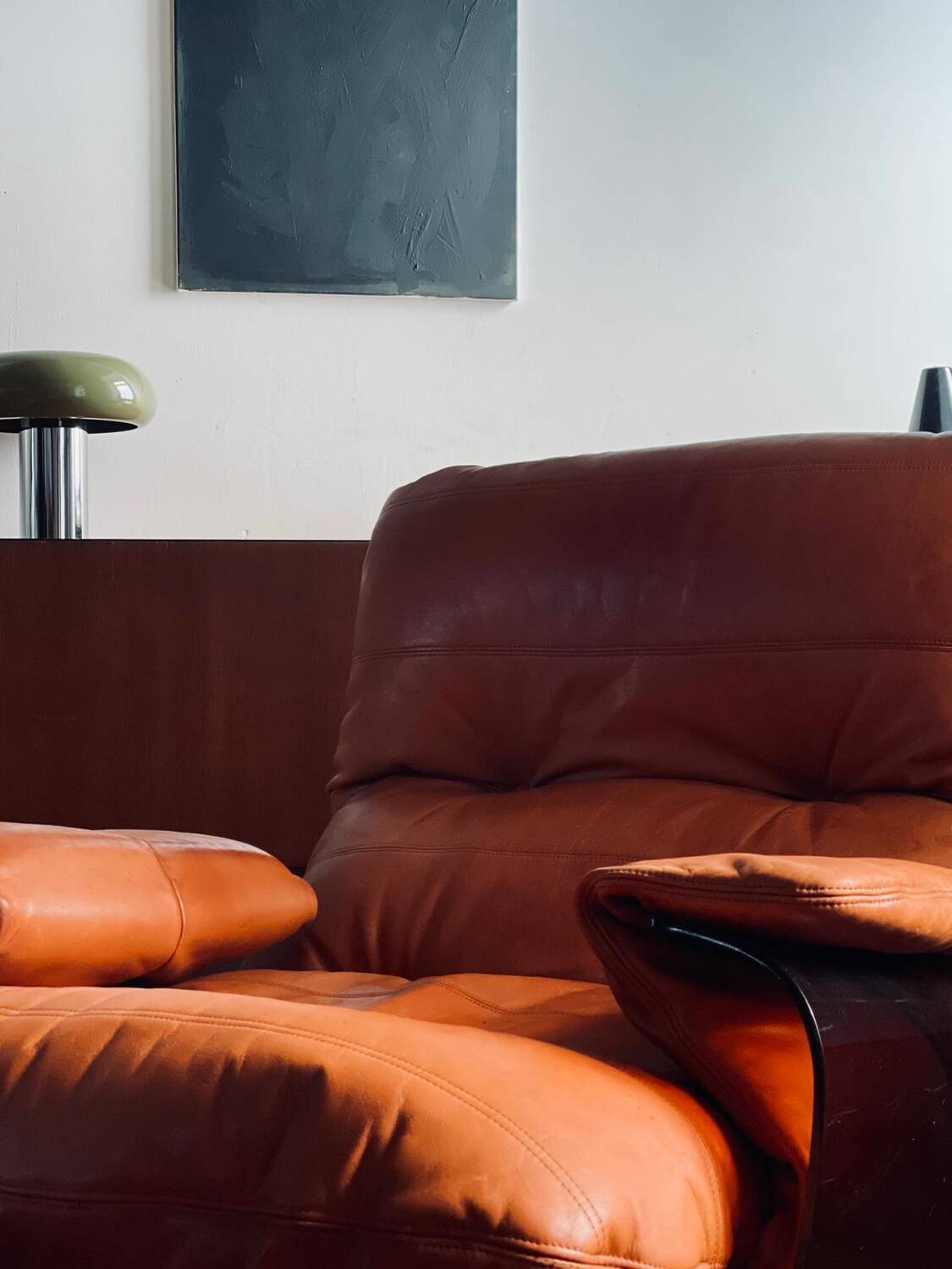 Marsala leather armchair Ligne Roset vintage 1970s