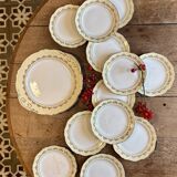 Vintage cake service l'Amandinoise in yellow and gold