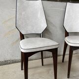 Set of 4 elegant French chairs Scandinavian style vintage 1960 imitation leather