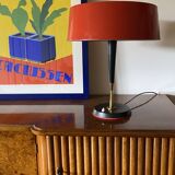Oscar Torlasco, Mid-Century red table lamp, Lumi, Italy 1954