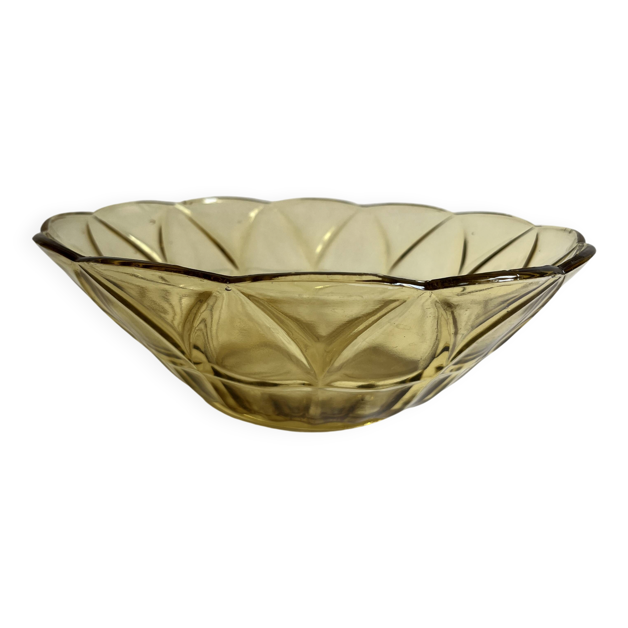 Yellow glass salad bowl