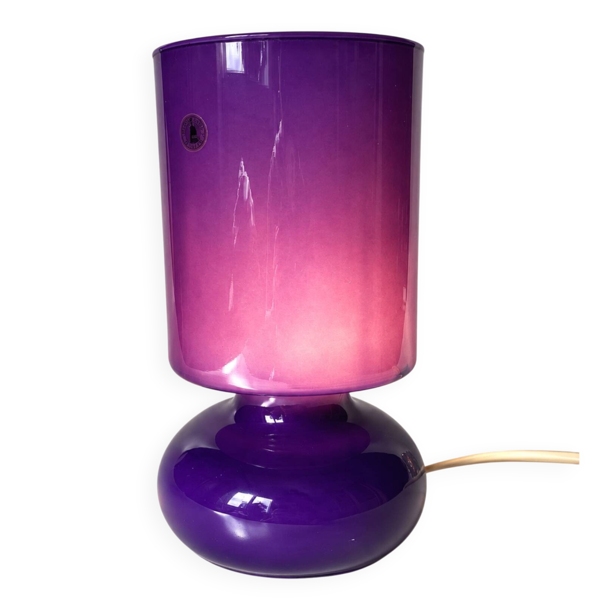 Vintage IKEA lamp, a purple glass lantern.