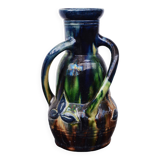 Art Nouveau Mini Vase Drip Glaze Faienceries Belgium with 3 Twisted Handles