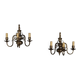 Antique bronze wall sconces with 3 lights, decorations from Italy, 20th century.