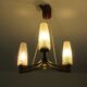 Set of 3-branched chandelier wood/brass/glass, 50-60s