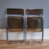 Plexi folding chairs smoked brown and chrome metal structure