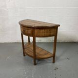 Side table in half-moon wood and bamboo