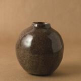 Vase soliflore stoneware antique enamelled brown coconut vintage 1976