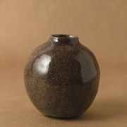 Vase soliflore grès chiné émaillé brun noix de coco vintage 1976