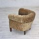 1960s, Danish vintage armchair, green furniture velour, ash wood legs.