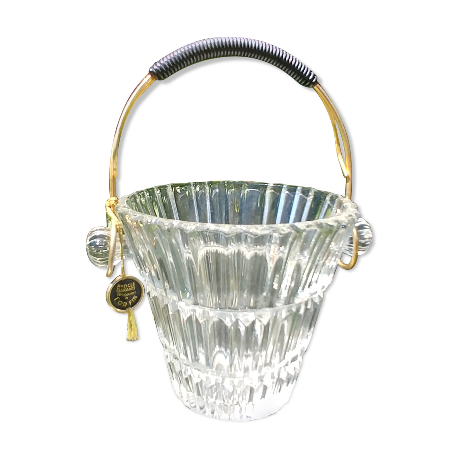 Vintage 60s cut glass ice bucket