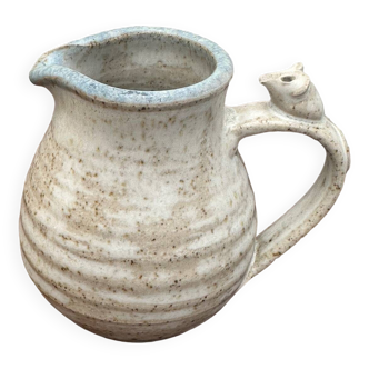 Norbert Pierlot - Small Gre stoneware milk pitcher with mouse on the handle (H 7 cm)