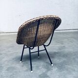 Wicker lounge chair in the style of Dirk Van Sliedregt for Rohé Noordwolde, Netherlands, 1960s.