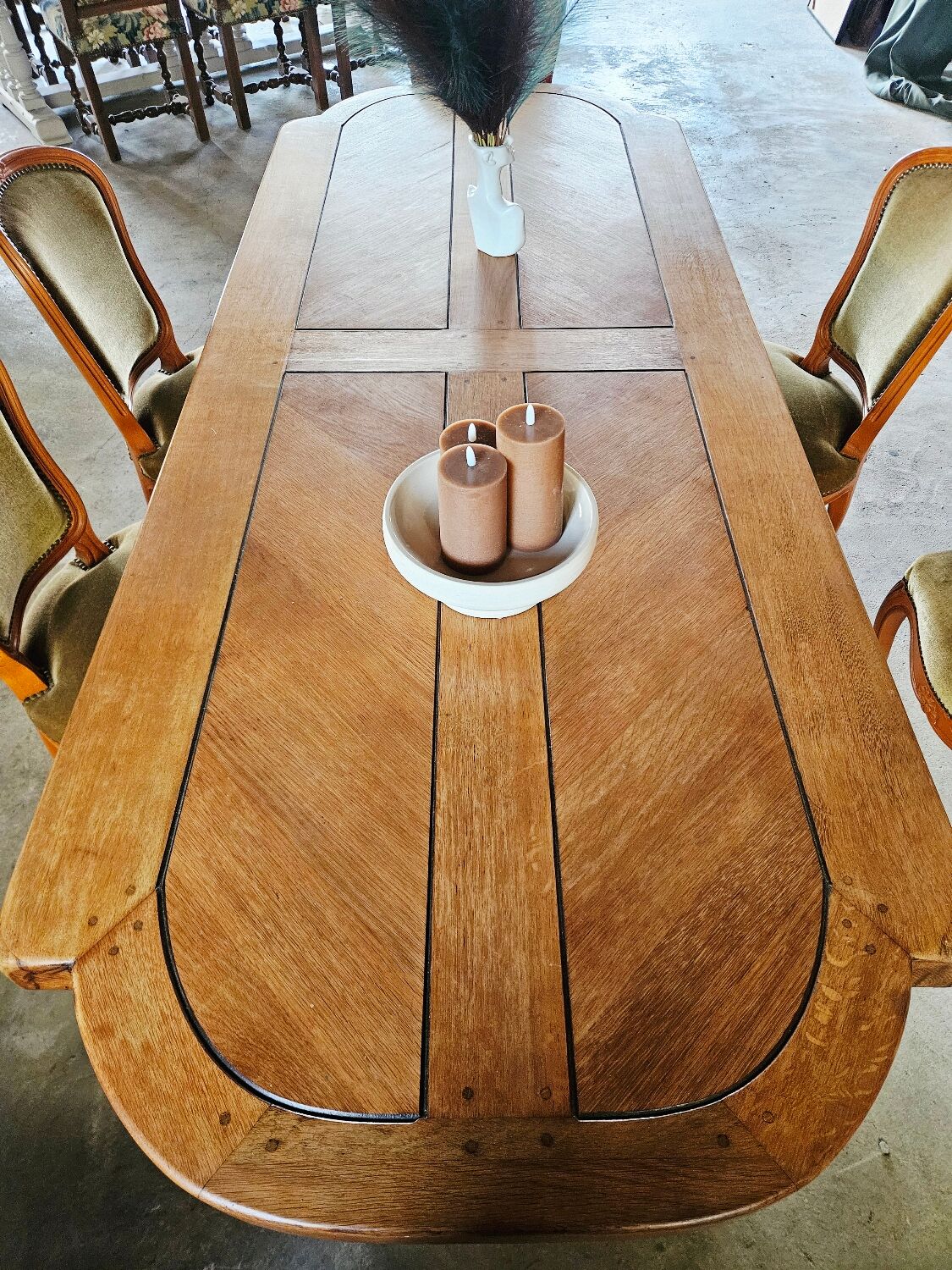 Large antique monastery table in solid oak – exceptional tabletop